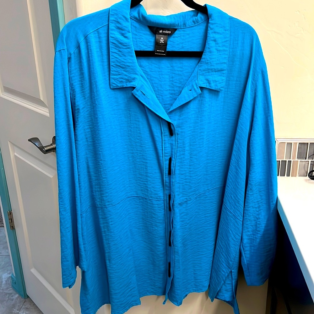 COPY - Ali Miles 3X Teal Blouse
